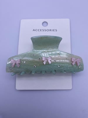 Pure and Fresh Acrylic Hair Claw Clip with Bowknot Decoration