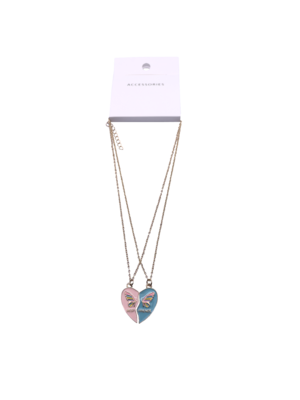 Fashion Creative Childrens Rainbow Necklace Colorful Enamel Butterfly Heart Necklace Friendship Necklace