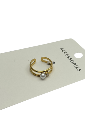 925 Sterling Silver Adjustable Pearl Ring for Women