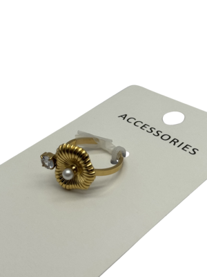 French Retro 18K Gold Titanium Steel Earrings with Zircon and Pearl