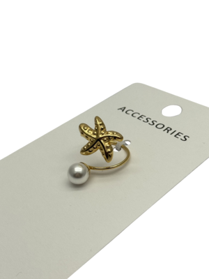 Fashion Starfish Shell Ring Stainless Steel Unisex Jewelry