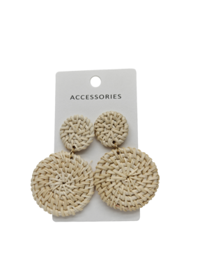 Handmade Bamboo Weave Drop Earrings for Women Casual Formal Party