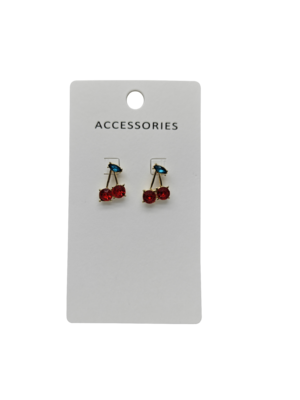 Early Summer New Red Zircon Cherry Ear Studs Elegant Trendy Fruit-Shaped Earrings for Women Girls All-Match Fashionable Stylish