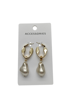 French Style Freshwater Pearl Earrings 10mm Gold Needle Women