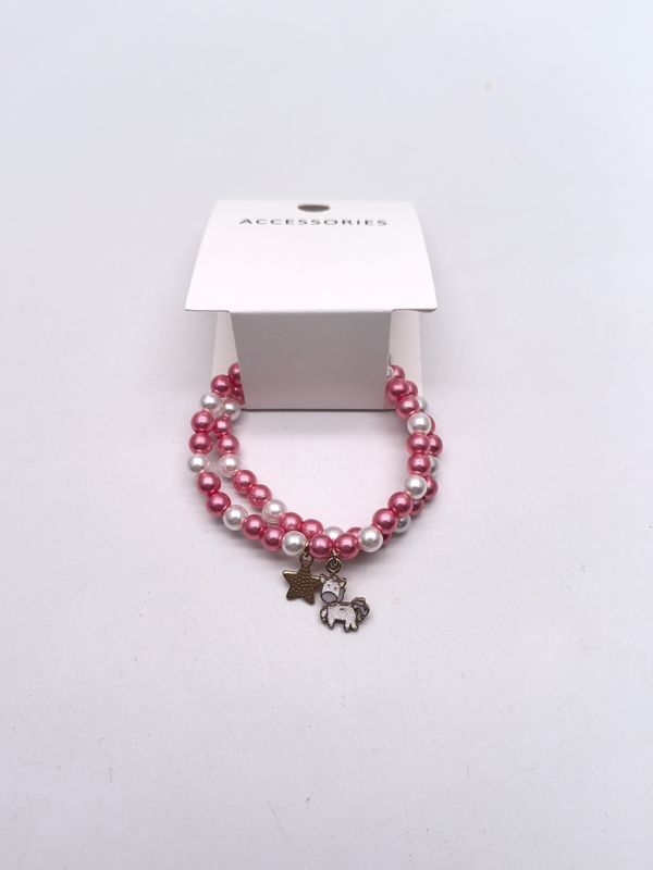 Pearl Bracelet with Custom Pendant and Various Colors for Kids